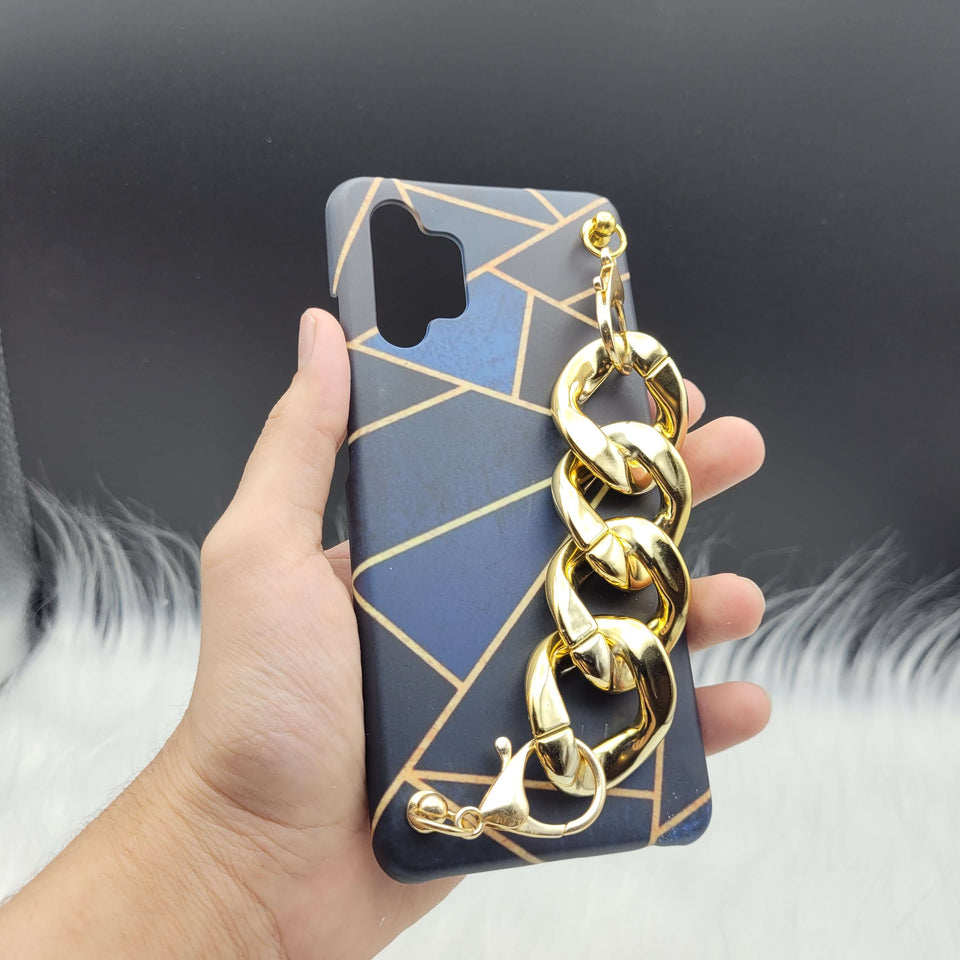 Blue Geometric Golden Chain Holder Case Cover