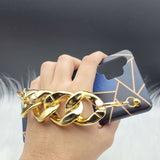 Blue Geometric Golden Chain Holder Case Cover