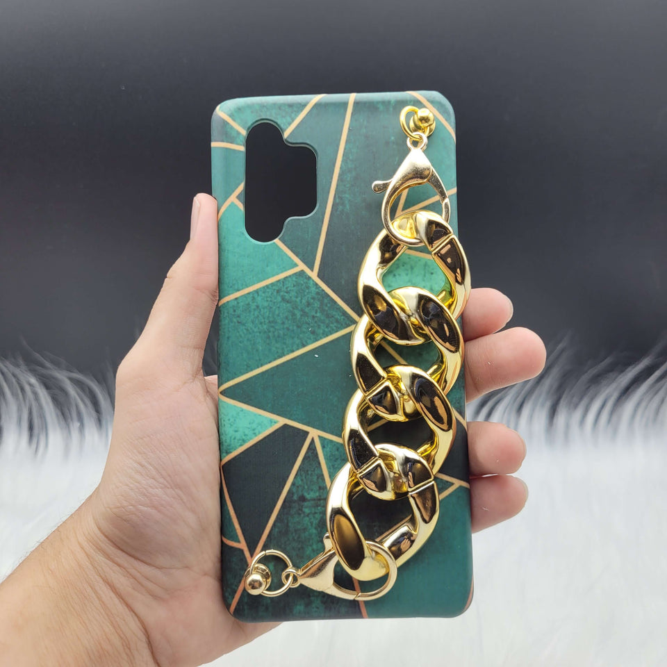 Green Geometric Golden Chain Holder Case Cover