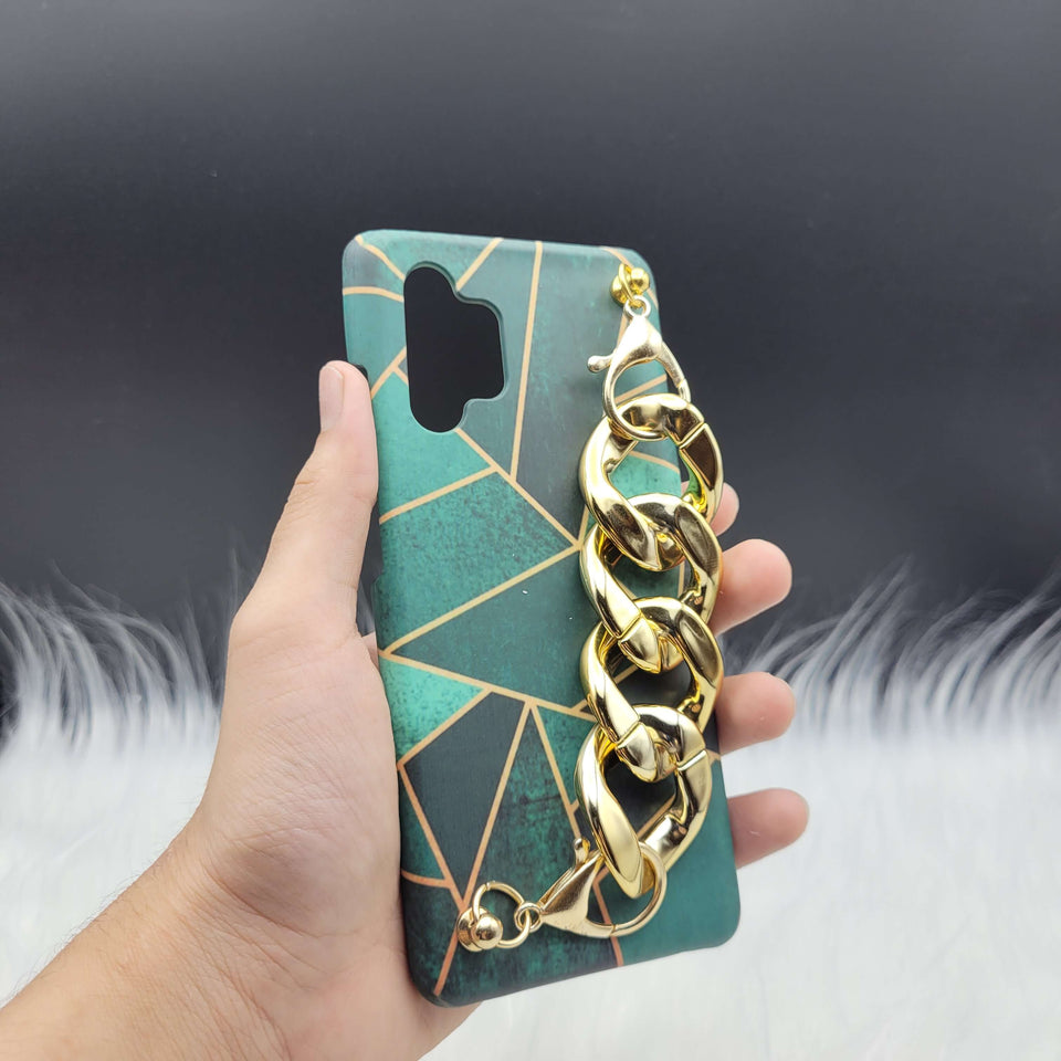 Green Geometric Golden Chain Holder Case Cover