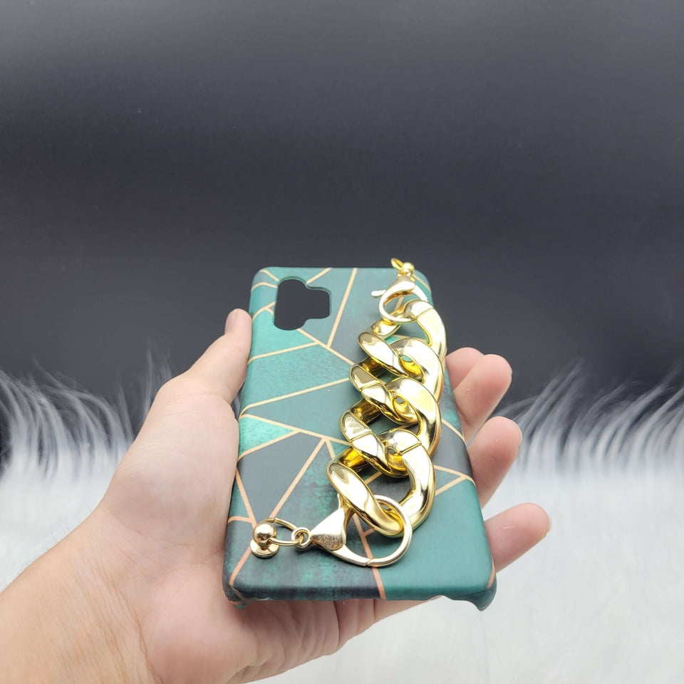 Green Geometric Golden Chain Holder Case Cover