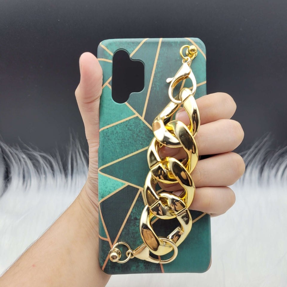 Green Geometric Golden Chain Holder Case Cover