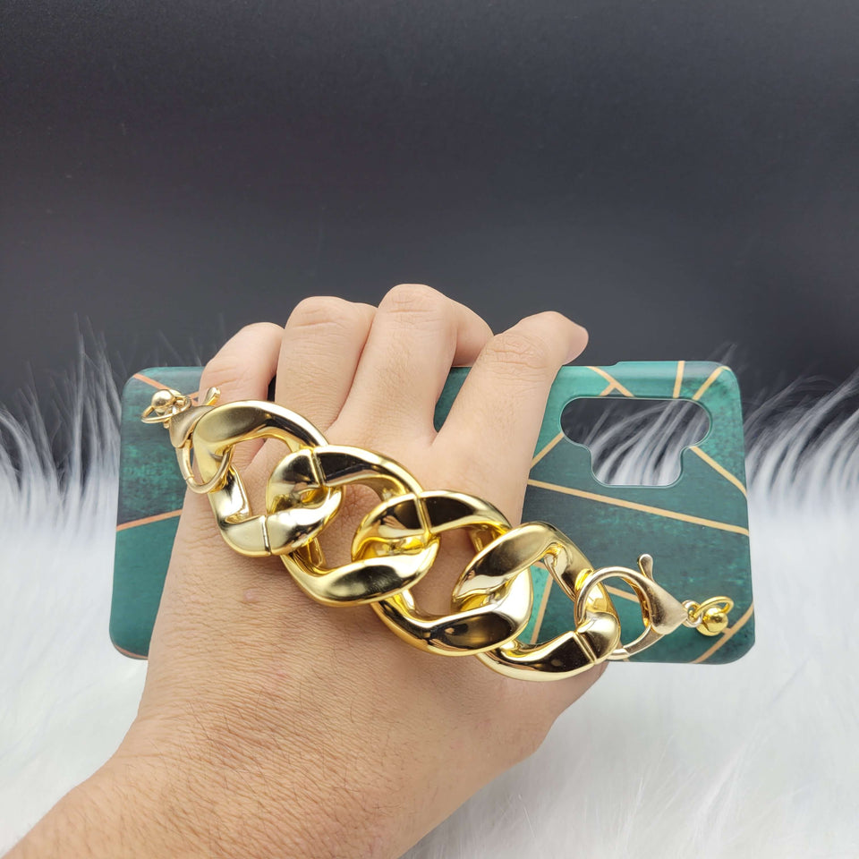 Green Geometric Golden Chain Holder Case Cover