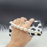 Black And White Cow Pattern Pearl Holder Case Cover