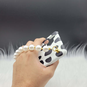 Black And White Cow Pattern Pearl Holder Case Cover