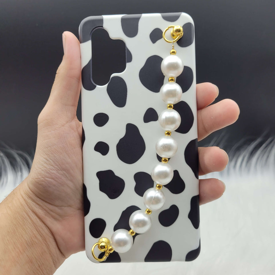 Black And White Cow Pattern Pearl Holder Case Cover