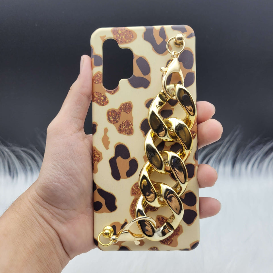 Golden Leopard Chain Holder Case