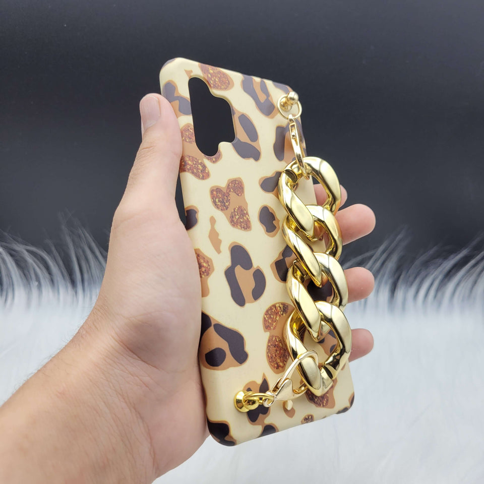 Golden Leopard Chain Holder Case
