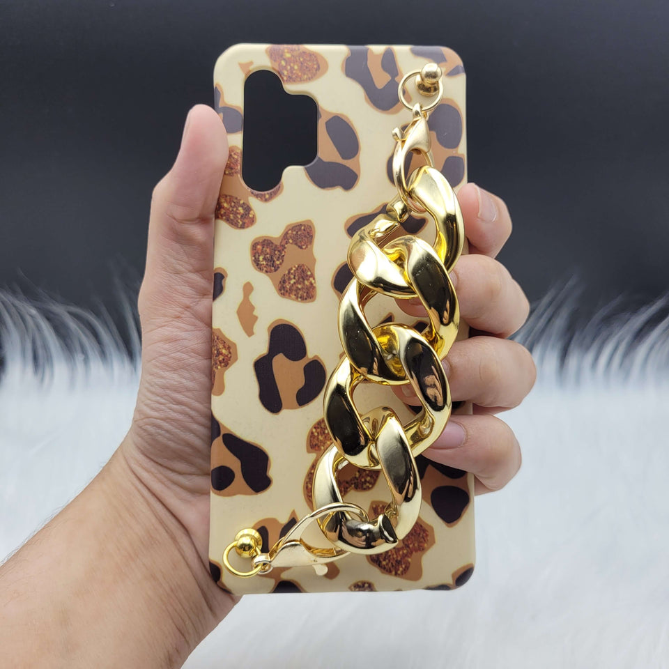 Golden Leopard Chain Holder Case