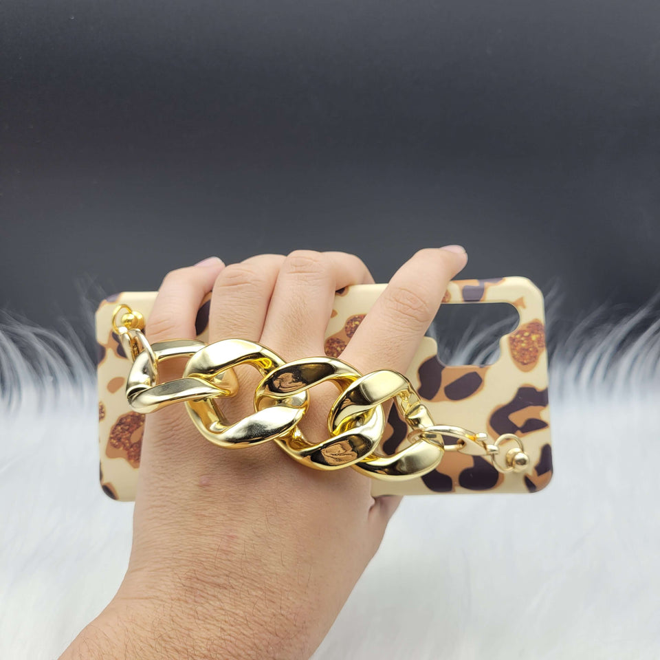 Golden Leopard Chain Holder Case