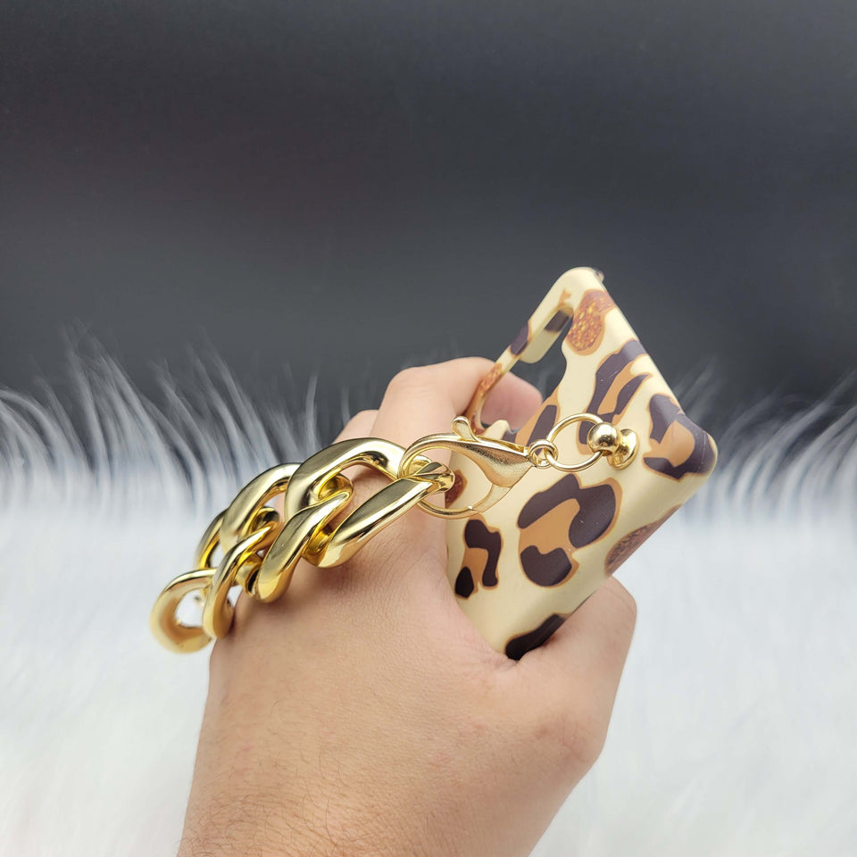 Golden Leopard Chain Holder Case