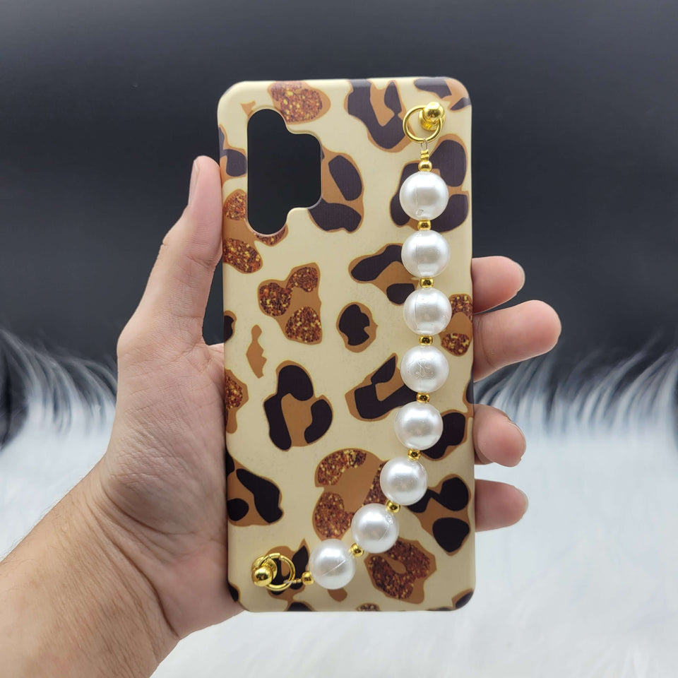 Golden Leopard Pattern Pearl Holder Case Cover