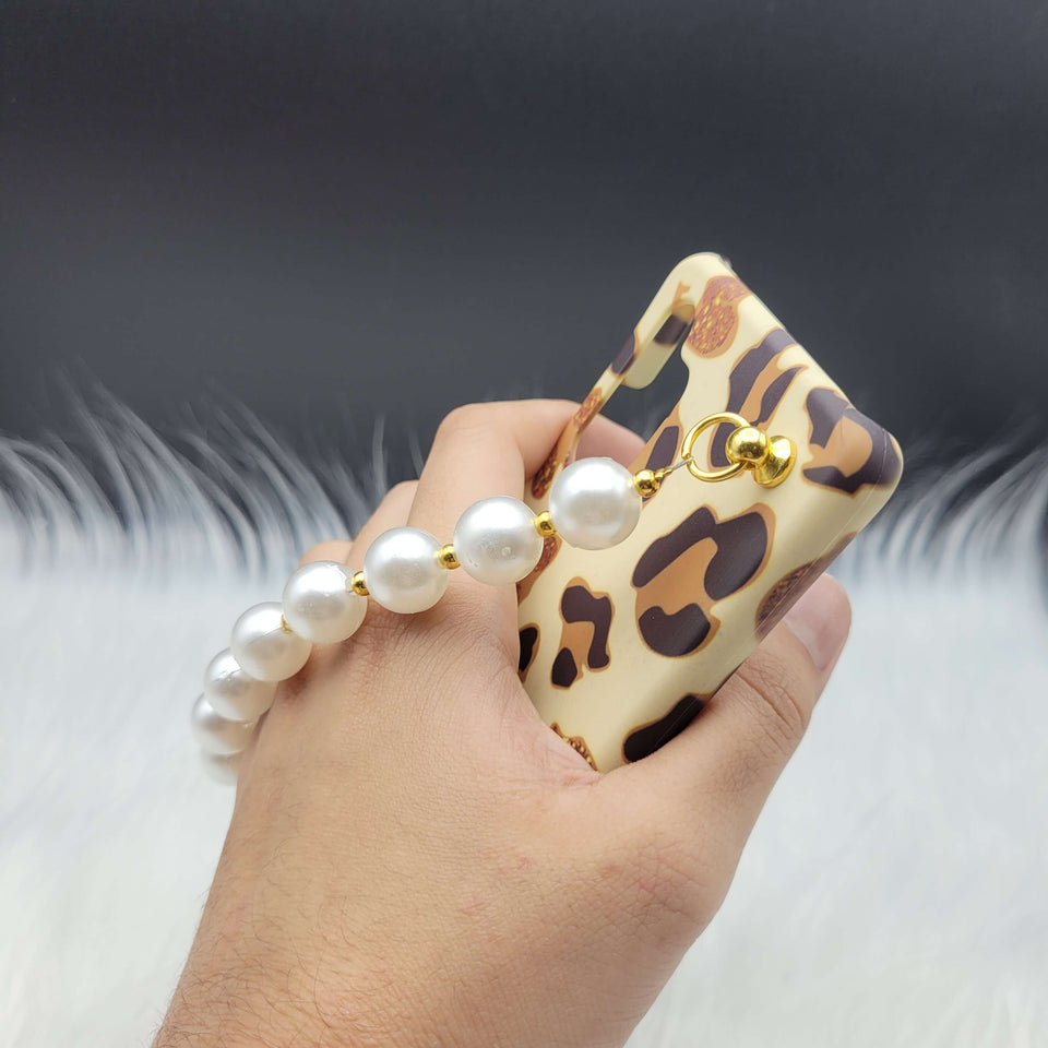 Golden Leopard Pattern Pearl Holder Case Cover