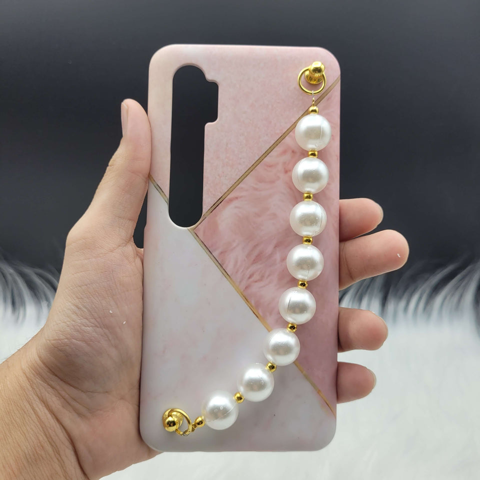Pink Fur Marble Pearl Holder Case Cover