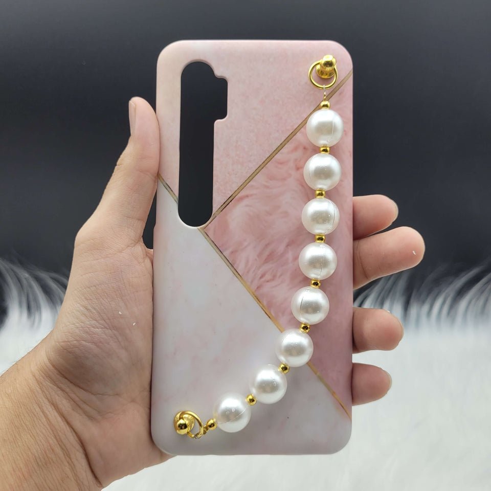 Pink Fur Marble Pearl Holder Case Cover