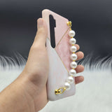 Pink Fur Marble Pearl Holder Case Cover