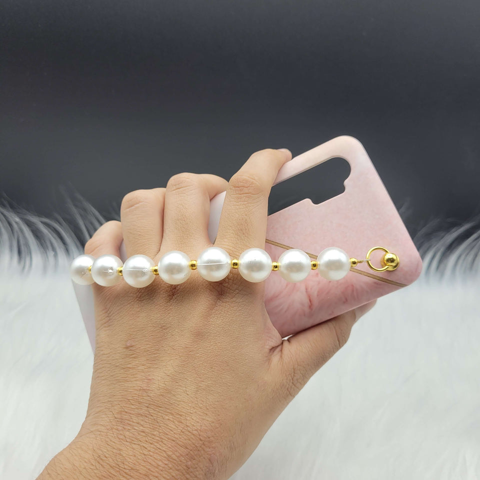 Pink Fur Marble Pearl Holder Case Cover