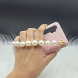 Pink Fur Marble Pearl Holder Case Cover