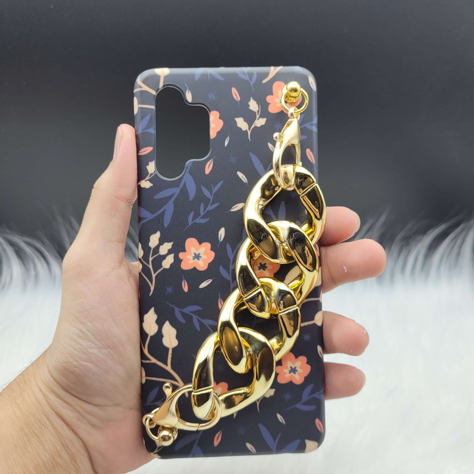 Orange Flower Golden Chain Holder Phone Case