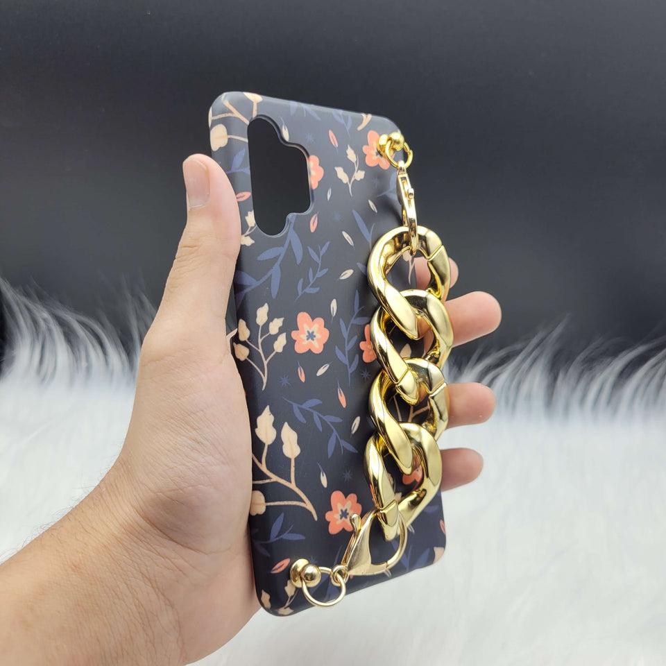 Orange Flower Golden Chain Holder Phone Case