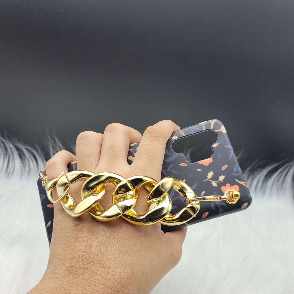 Orange Flower Golden Chain Holder Phone Case