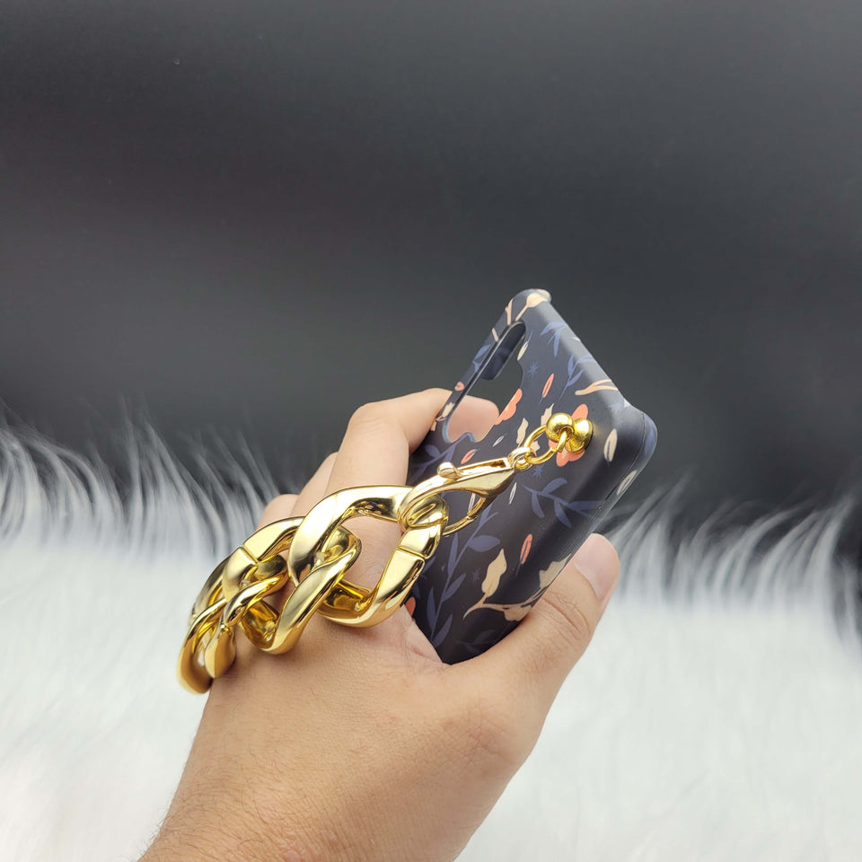 Orange Flower Golden Chain Holder Phone Case