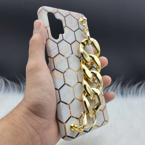 Honeycomb Golden Chain Holder Phone Case