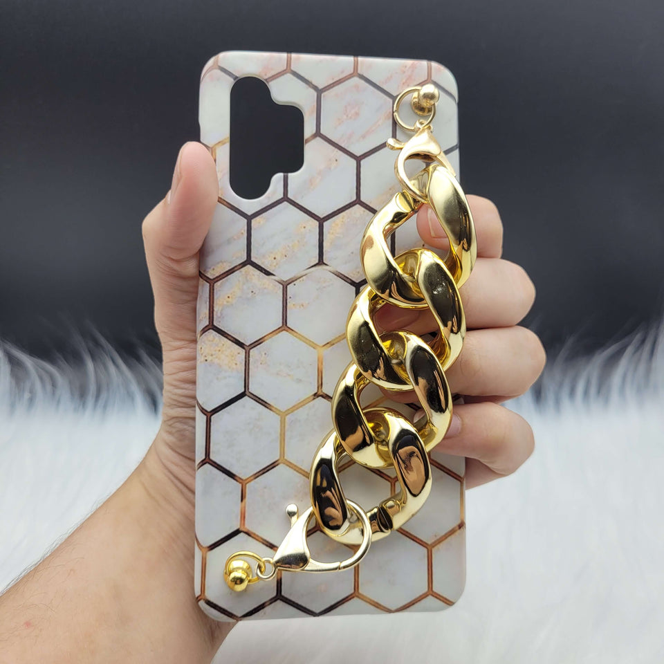 Honeycomb Golden Chain Holder Phone Case