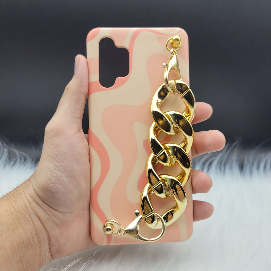 Pink Swirl Golden Chain Holder Phone Case Cover