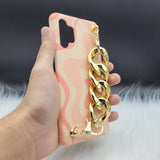 Pink Swirl Golden Chain Holder Phone Case Cover