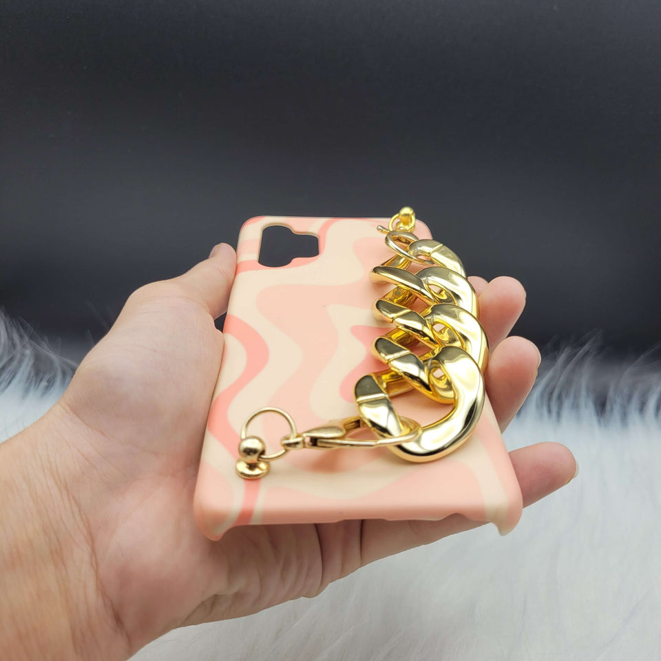 Pink Swirl Golden Chain Holder Phone Case Cover