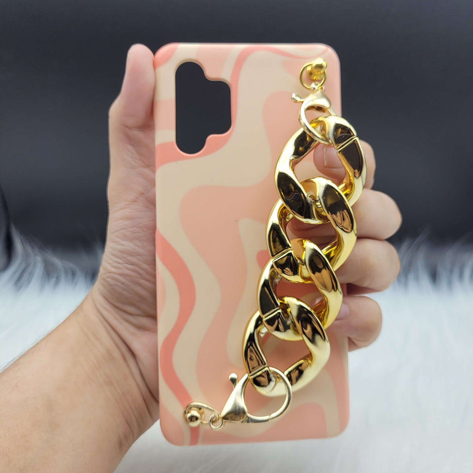 Pink Swirl Golden Chain Holder Phone Case Cover