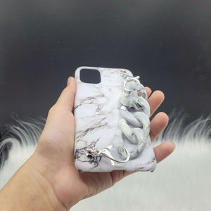 White Marble Case Cover With Marble Chain Holder