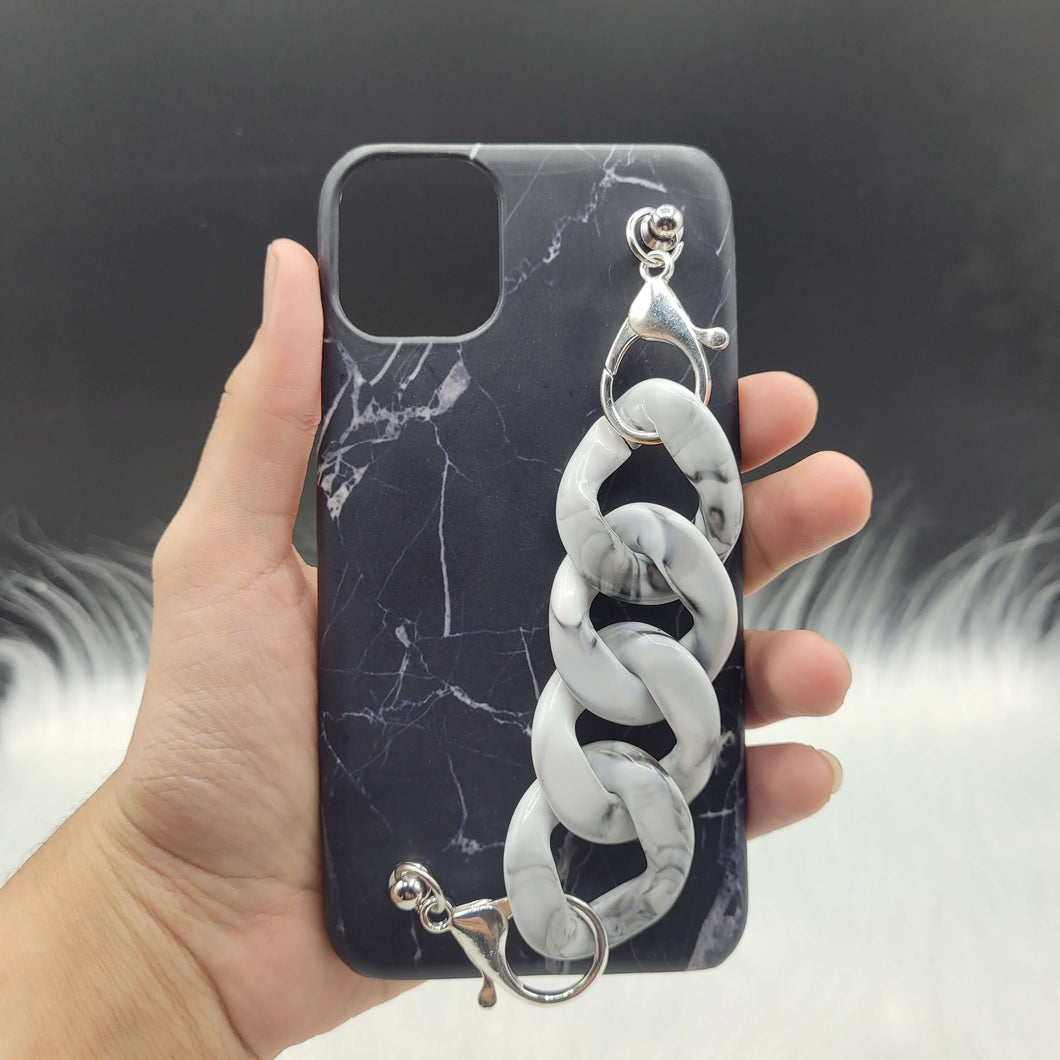 Black Marble Case Cover With Marble Chain Holder