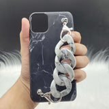 Black Marble Case Cover With Marble Chain Holder