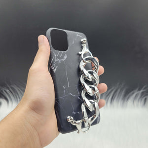 Black Marble Silver Chain Designer Case Cover