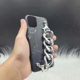 Black Marble Silver Chain Designer Case Cover