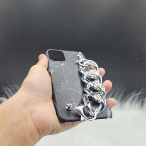 Black Marble Silver Chain Designer Case Cover
