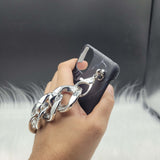 Black Marble Silver Chain Designer Case Cover