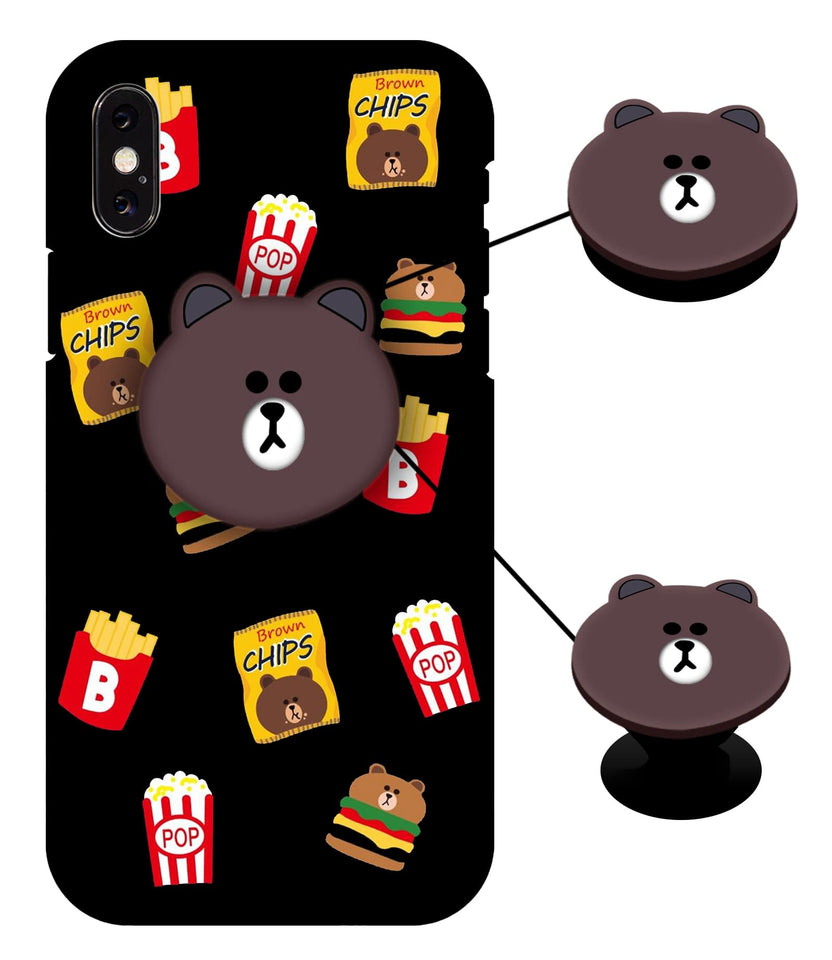 Cute Brown Panda Mobile Case Cover With Holder