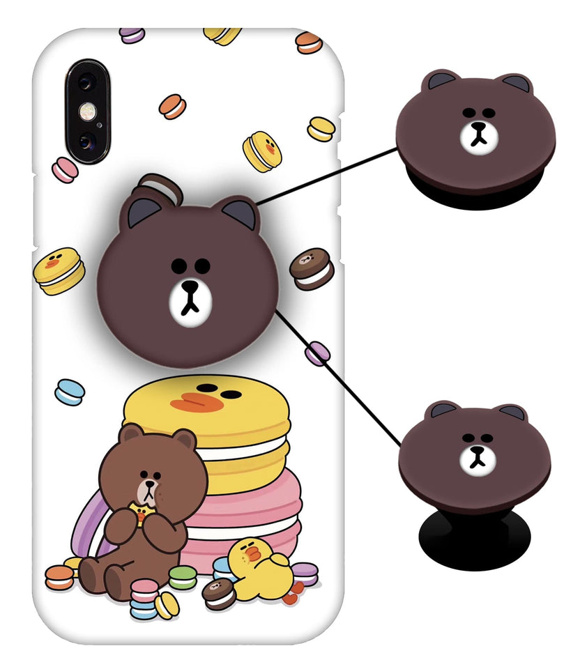 Cute Brown Panda Mobile Case Cover With Holder
