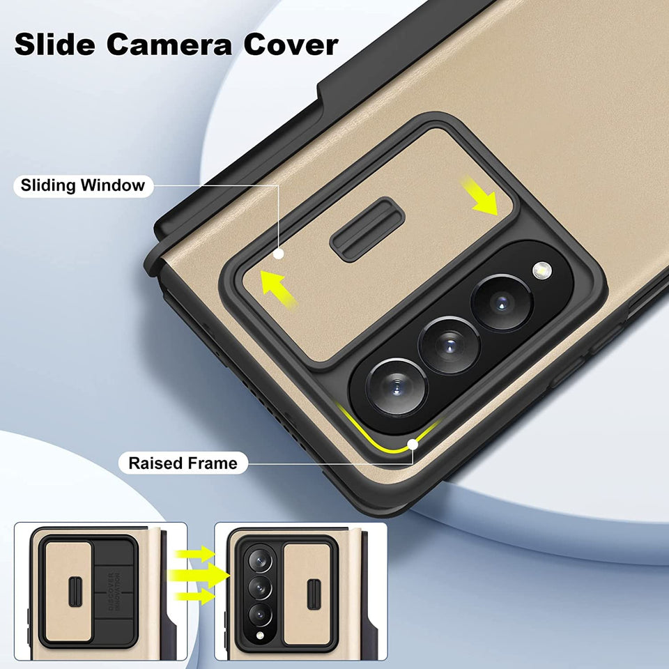 Samsung Galaxy Z Fold 5 Nillkin QIN Pro Flip Case Cover Gold