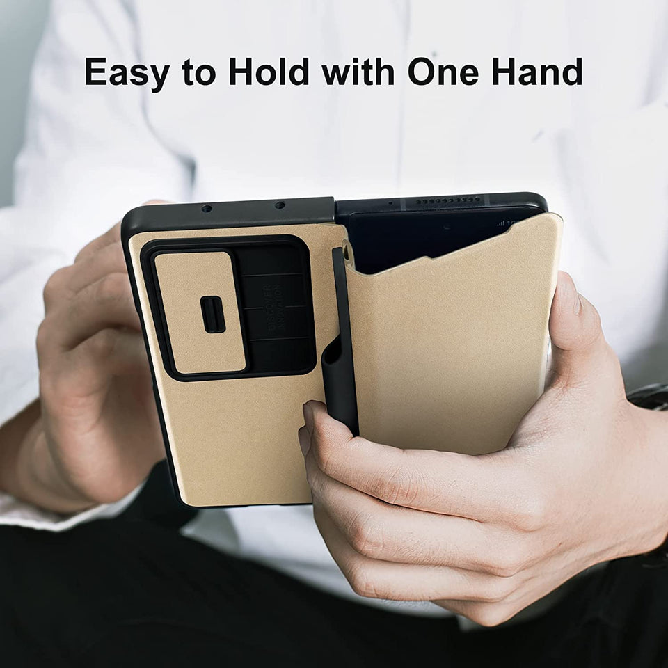Samsung Galaxy Z Fold 4 Nillkin QIN Pro Flip Case Cover Gold