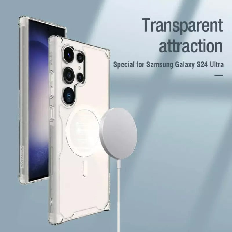 Samsung Galaxy S24 Ultra Cover Non Yellow Transparent Nillkin TPU PRO Magnetic Case