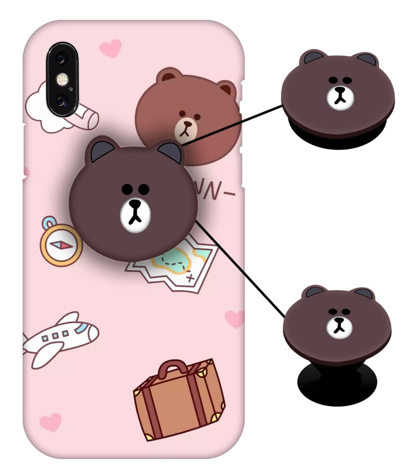 Cute Brown Panda Mobile Case Cover With Holder