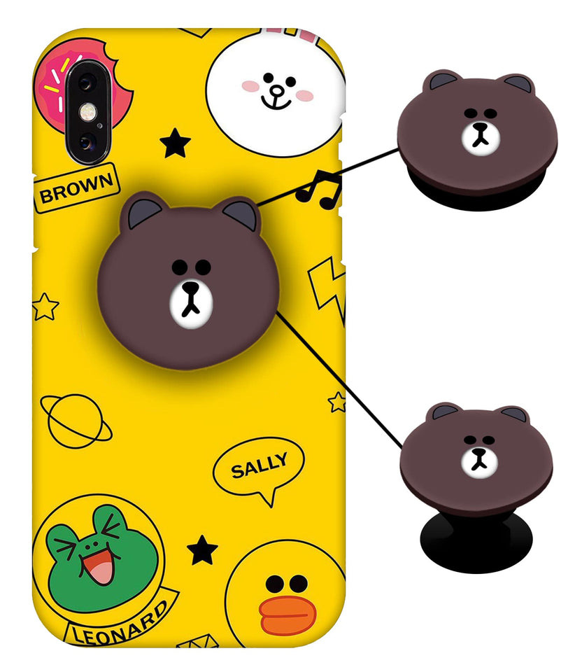Cute Brown Panda Mobile Case Cover With Holder