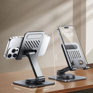 Aluminum Alloy 360° Rotating Adjustable Folding Mobile Phone and Tablet Stand Holder Gray