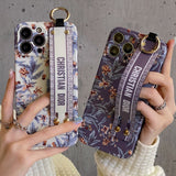 iPhone Luxury Brand CD Floral Strap Belt Case Cover