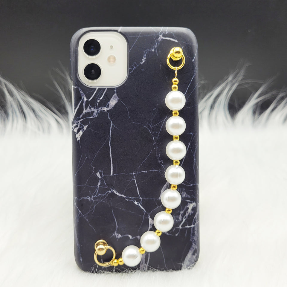 Black and White Marble Pearl Holder Case Cover