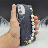 Black and White Marble Pearl Holder Case Cover